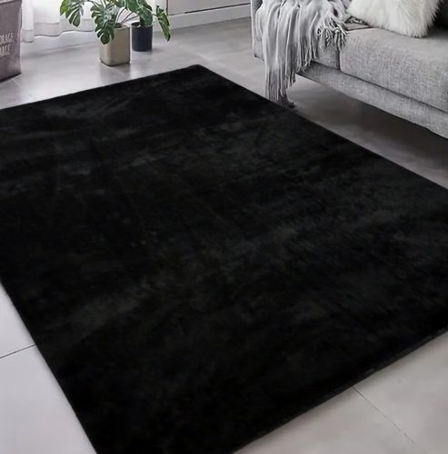 Den Olívia čierny mäkký Koberec 66x220cm-s gumenou zadnou stranou