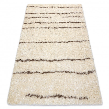 Koberec FLUFFY 2371 shaggy Pruhovaný - Krémový / béžový 160x220 cm