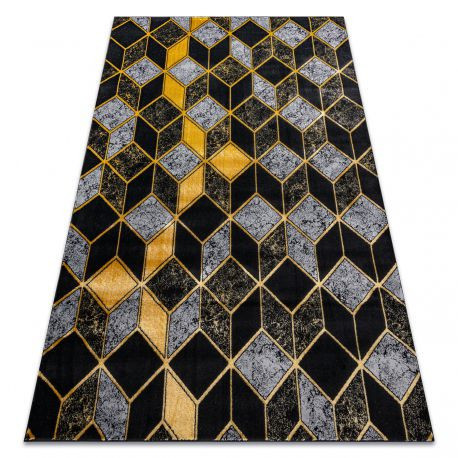 Moderný koberec GLOSS 400B 86 glamour, art deco, 3D Geometrické tvary čierny / zlatý 240x330 cm