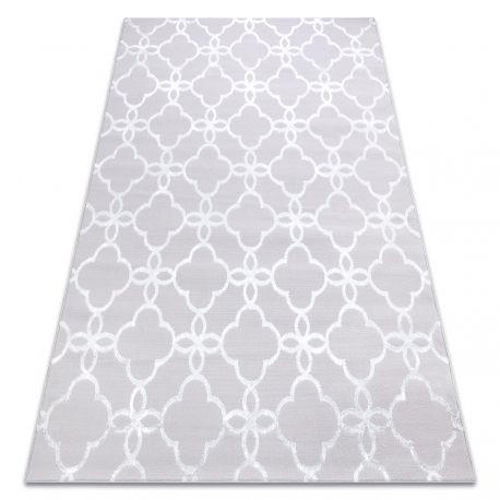 Moderný MEFE koberec 8504 Arbor, Kvety -  s dvomi dľžkami vlasu, - sivý / biely 160x220 cm