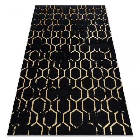 Moderný GLOSS koberec 407C 86 elegantný, glamour, art deco čierny / zlatý 180x270 cm