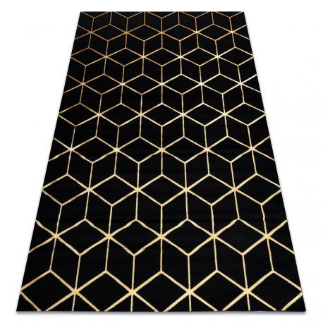 Moderný GLOSS 3D koberec 409C 86 art deco čierny / zlatý 180x270 cm