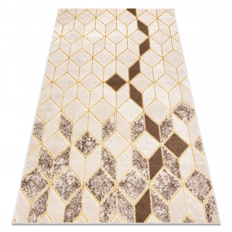 Moderný MEFE koberec B400 Kocky, Geometrické tvary - 3D -  s dvomi dľžkami vlasu, - Krémový / béžový 140x190 cm