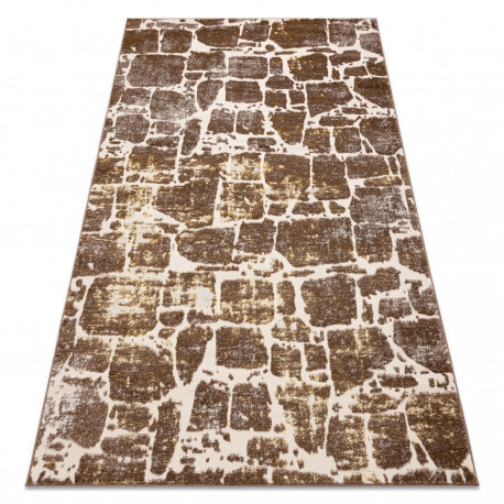 Moderný MEFE koberec 6184   s dvomi dľžkami vlasu, - tmavo béžový 140x190 cm
