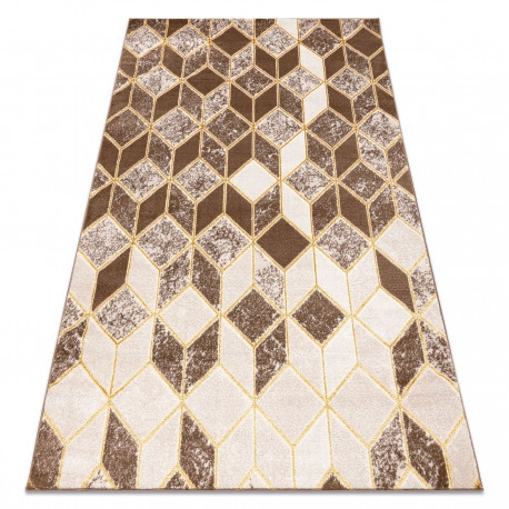 Moderný MEFE koberec B400 Kocky, Geometrické tvary - 3D -  s dvomi dľžkami vlasu, - tmavo béžový 160x220 cm