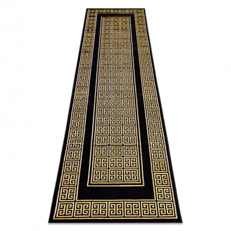 Moderný koberec GLOSS, behúň 6776 86 elegantný, čierny / zlatý 80x200 cm