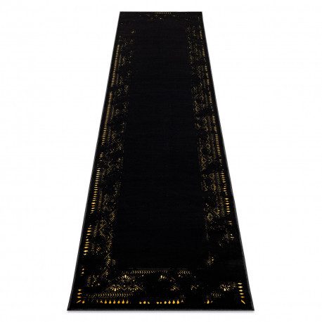 Moderný koberec GLOSS, behúň 408C 86 glamour, art deco čierny / zlatý 80x200 cm