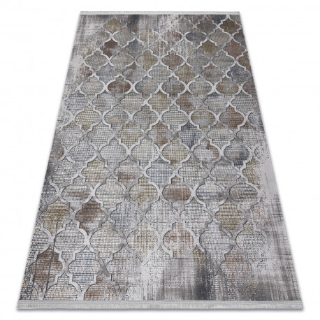 Moderný koberec LUCE 75 Marocký Trellis vintage -  sivý / horčicový 192x290 cm