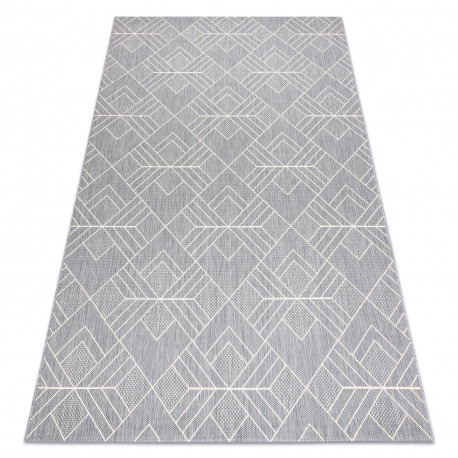 Tkaný sisalový koberec Flat 48731637 Geometrické trvary sivý / Krémový 140x200 cm