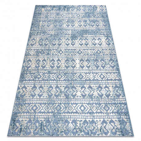 Koberec  SOLE D3732 Aztec Diamant tkaný na plocho modrý / béžový 140x190 cm