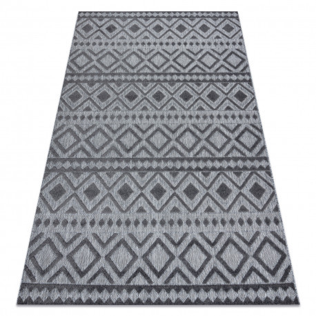 Koberec  SOLE D3852 Boho Diamant tkaný na plocho sivý 140x190 cm