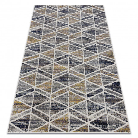 Moderný koberec MUNDO D7891 Diamant, Trojuhoľníky 3D  sivý / béžový  140x190 cm
