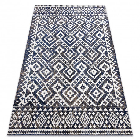Moderný koberec MUNDO E0561 Diamant, cikcak 3D  modrý / béžový  140x190 cm
