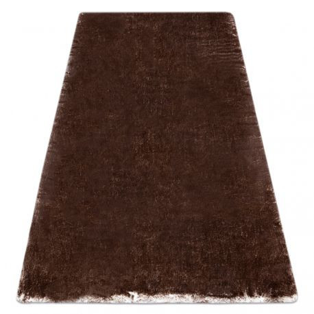 Moderný prateľný koberec LAPIN shaggy, protišmykový farba slonovej kosti / čokoládový 133x180 cm