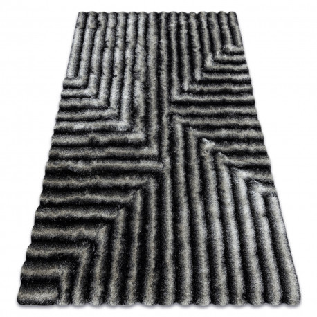 Moderný FLIM 010-B3 koberec shaggy, Labirint -  черен / сив 120x160 cm