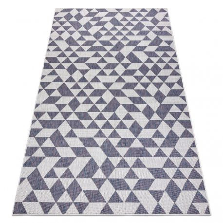 Tkaný sisalový koberec SION Geometrické tvary -, Trojuhoľníky 22373 Tkaný na plocho ecru / modrý / ružový 160x220 cm