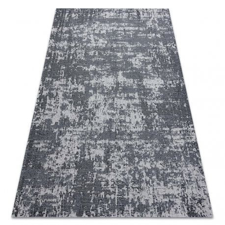 Tkaný sisalový CASA Eco koberec boho  vintage 2809 sivý / Antracitový, recyklovaný koberec 133x190 cm