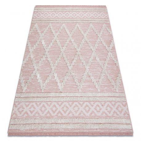 Tkaný sisalový koberec boho MOROC 22297 - Ružový / Krémový, recyklovaný koberec 194x290 cm