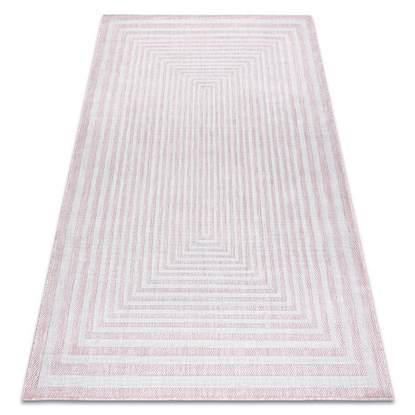 Tkaný sisalový koberec SION labirint 22376 Tkaný na plocho ružový / ecru 160x220 cm