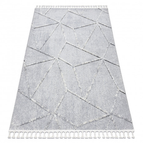 Koberec SEVILLA Z791C mozaik sivý / biely Berber shaggy 200x290 cm