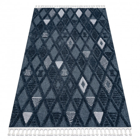 Koberec SEVILLA Y499B Arbor, Diamant modrý so strapcami Berber shaggy 200x290 cm