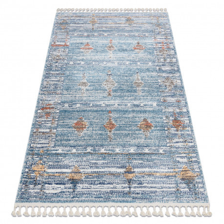 Moderný koberec BELLE BF13C modrý / béžový so strapcami 140x190 cm