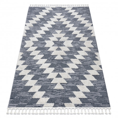 Koberec SEVILLA Z250A Diamant modrý / sivý so strapcami Berber shaggy 80x150 cm