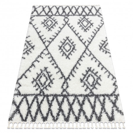 Koberec BERBER UNION 3481 cikcak Krémový / sivý so strapcami shaggy 140x190 cm
