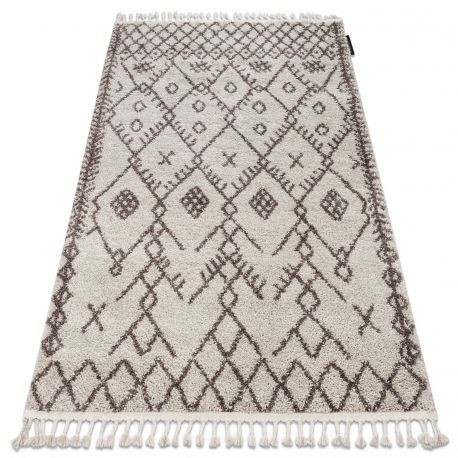 Koberec BERBER TANGER B5940 béžový / hnedý so strapcami shaggy 160x220 cm