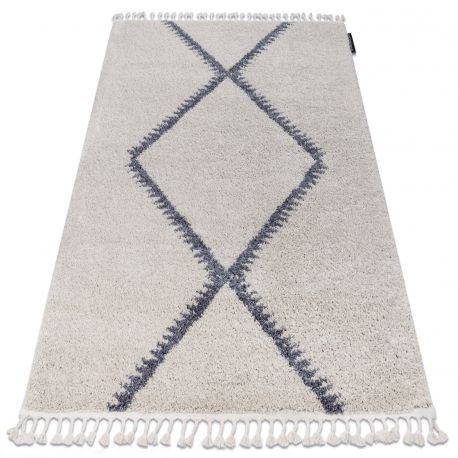 Koberec Berber meknes B5910 Krémový / sivý so strapcami shaggy 80x150 cm