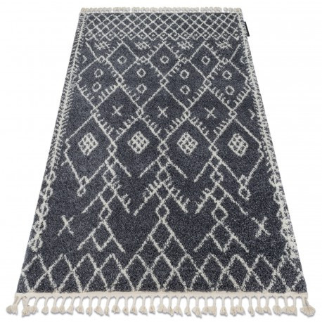 Koberec BERBER TANGER B5940 sivý / biely so strapcami shaggy 140x190 cm