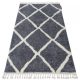 Koberec BERBER CROSS B5950 sivý / biely so strapcami shaggy 140x190 cm