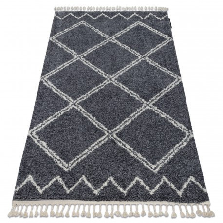 Koberec BERBER ASILA B5970 sivý / biely so strapcami shaggy 140x190 cm