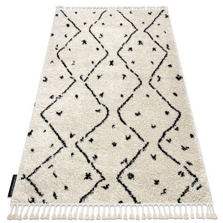 Koberec TETUAN B751 cikcak Krémový so strapcami shaggy 140x190 cm