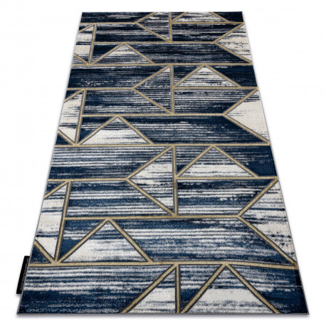 Moderný koberec DE LUXE 462 Geometrické tvary - Structural tmavomodrý / zlatý 140x190 cm