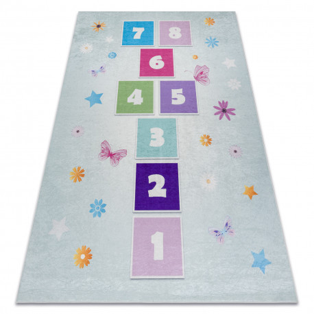 BAMBINO 1075 prateľný koberec čísla pre deti protišmykový - zelený 140x190 cm