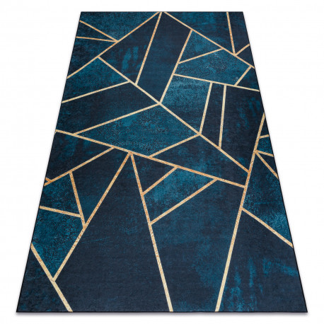 ANDRE 1173 prateľný koberec Mozaika, Geometrické tvary - protišmykový - tyrkysový / zlatý 80x150 cm