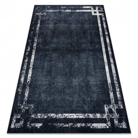 ANDRE 1486 prateľný koberec  vintage protišmykový - čierny / biely 80x150 cm