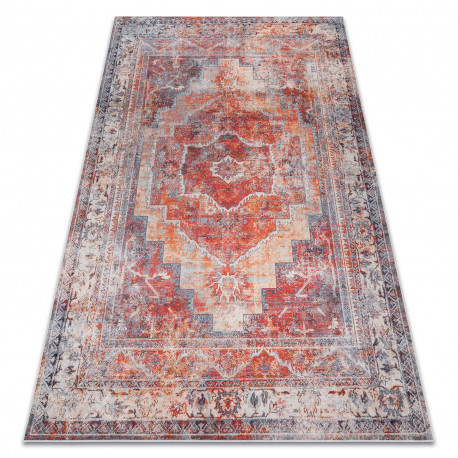 ANDRE 1684 prateľný koberec  vintage protišmykový - červený 80x150 cm