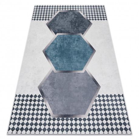 ANDRE 1863 prateľný koberec Diamant, Geometrické tvary - protišmykový - biely / čierny 80x150 cm