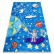 BAMBINO 2265 prateľný koberec Raketa pre deti protišmykový - modrý 80x150 cm