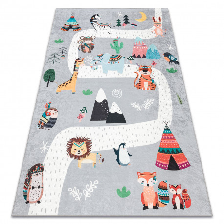 BAMBINO 2160 prateľný detský koberec protišmikový - Sivý 140x190 cm