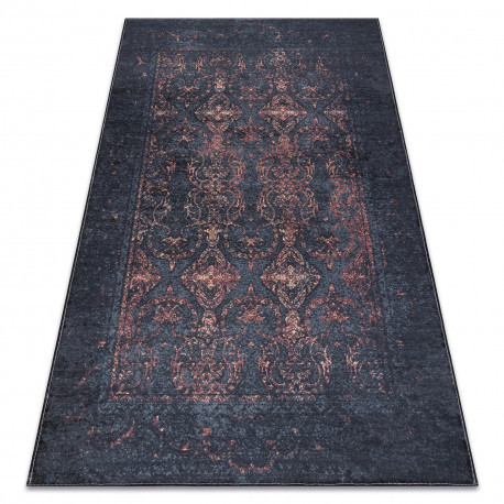 ANDRE 1013 prateľný koberec  vintage protišmykový - čierny / terakota  80x150 cm