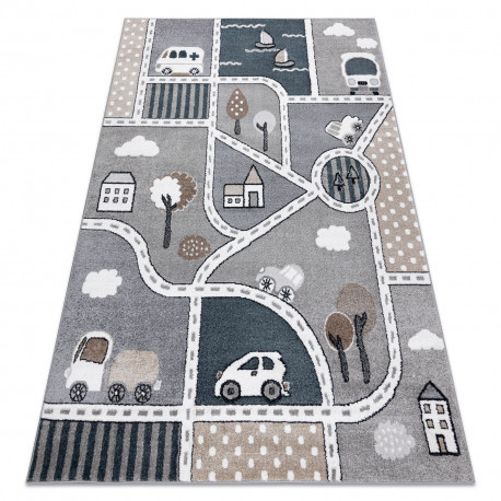 Koberec FUN Strade pre deti, sivý 240x330 cm