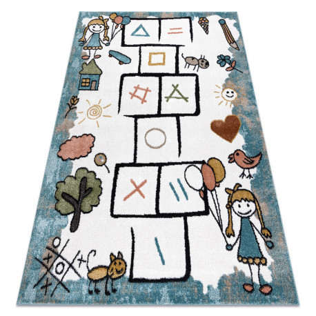 Koberec FUN Hop pre deti, skákacia škôlka, modrý 140x190 cm